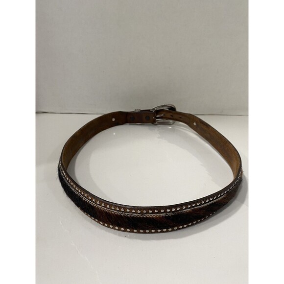 Tony Lama Hair On Hide Western Belt Buckle Conch Studded Belt Tip Size 32 main image 4